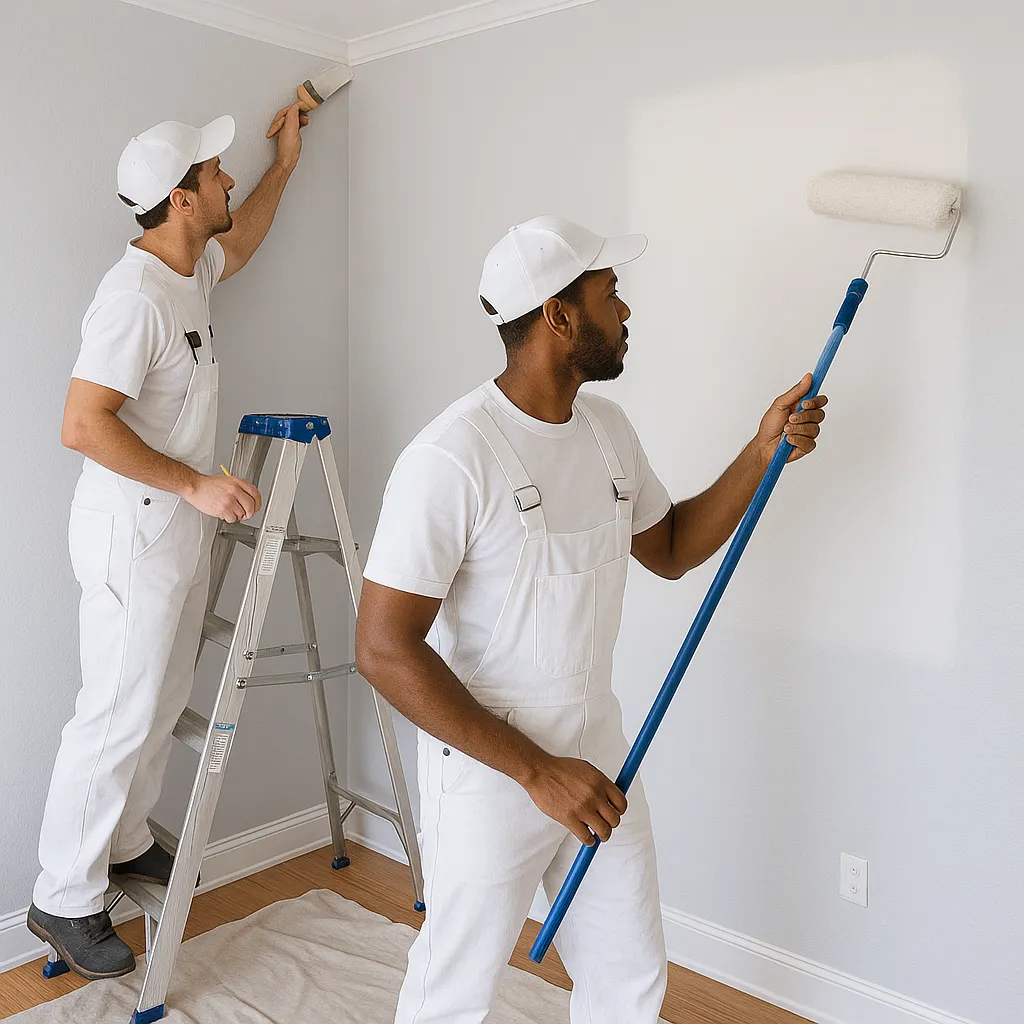 Freshly painted interior space with smooth wall finish.