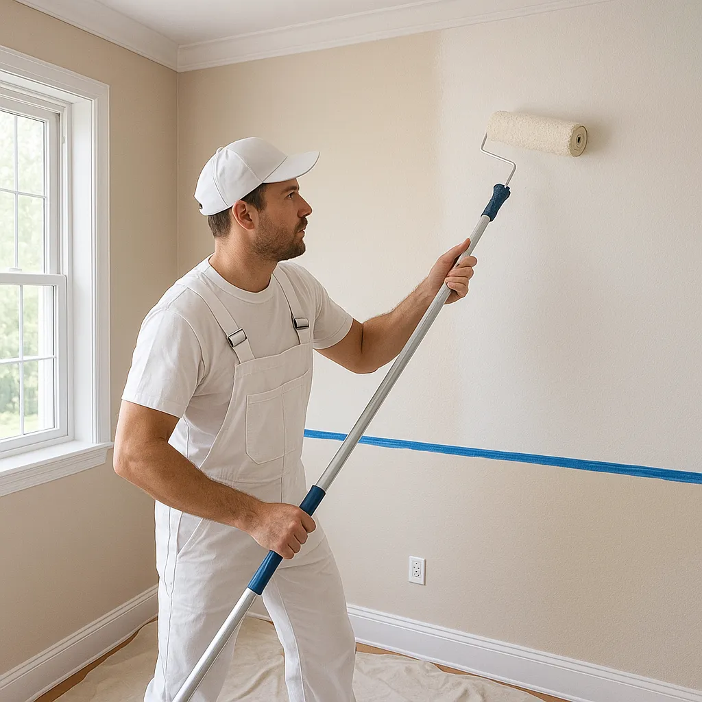 Finished interior painting with clean wall and ceiling transitions