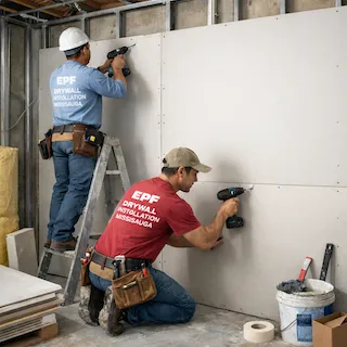 Completed Mississauga basement drywall installation