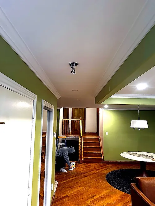 Finished smooth ceiling with pot lights