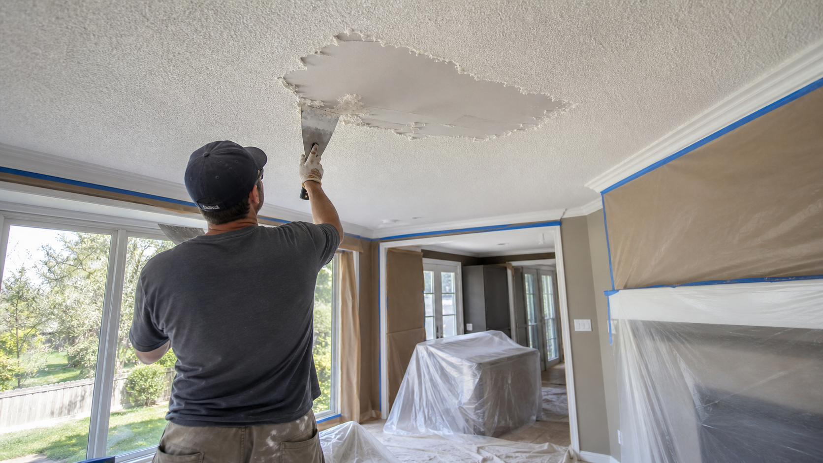 Painted vs Unpainted Popcorn Ceiling Removal in Ancaster