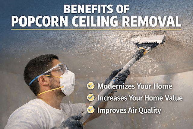 Benefits of removing popcorn ceilings and replacing them with a smooth finish