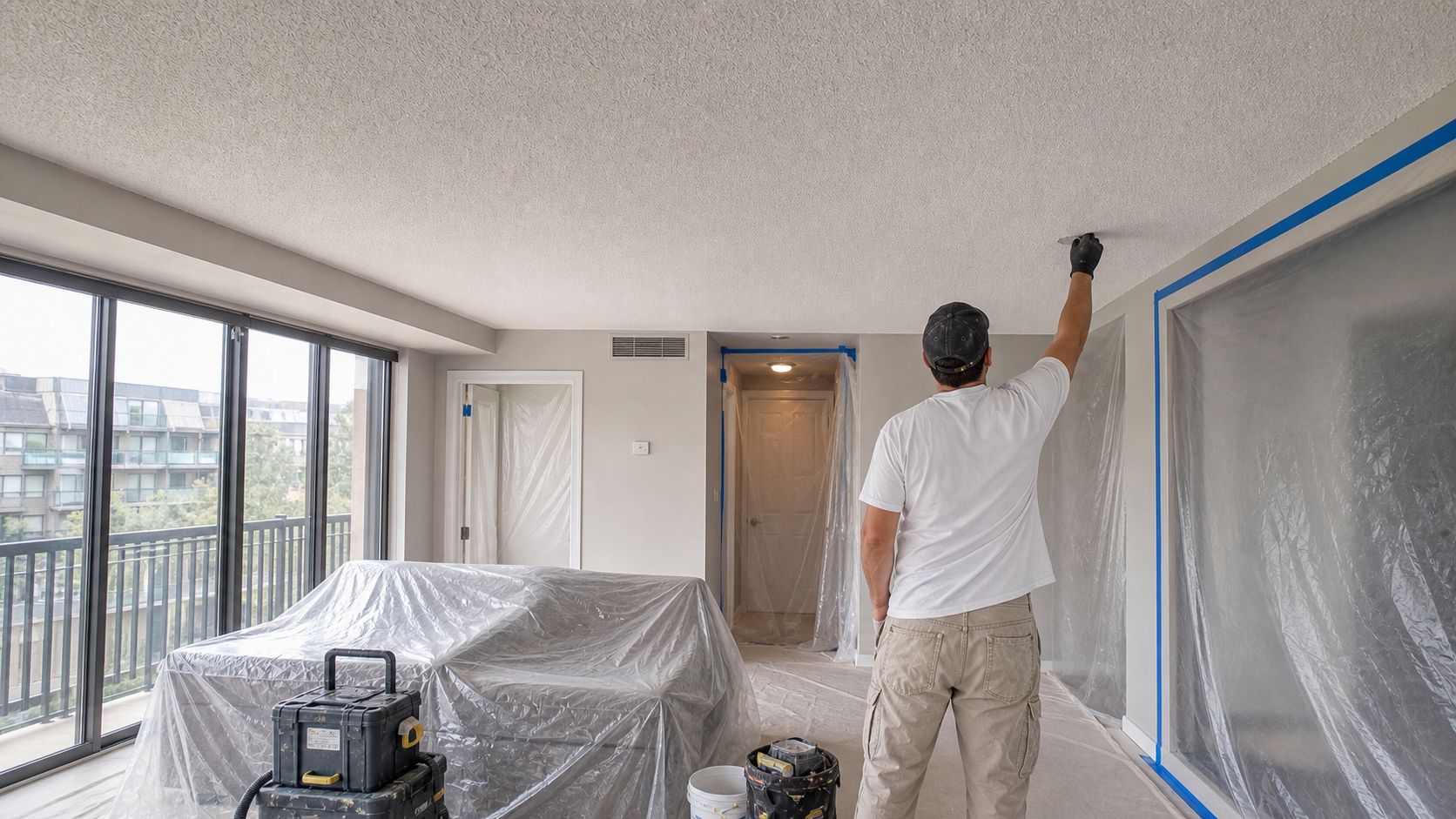Condo Popcorn Ceiling Removal in Burlington