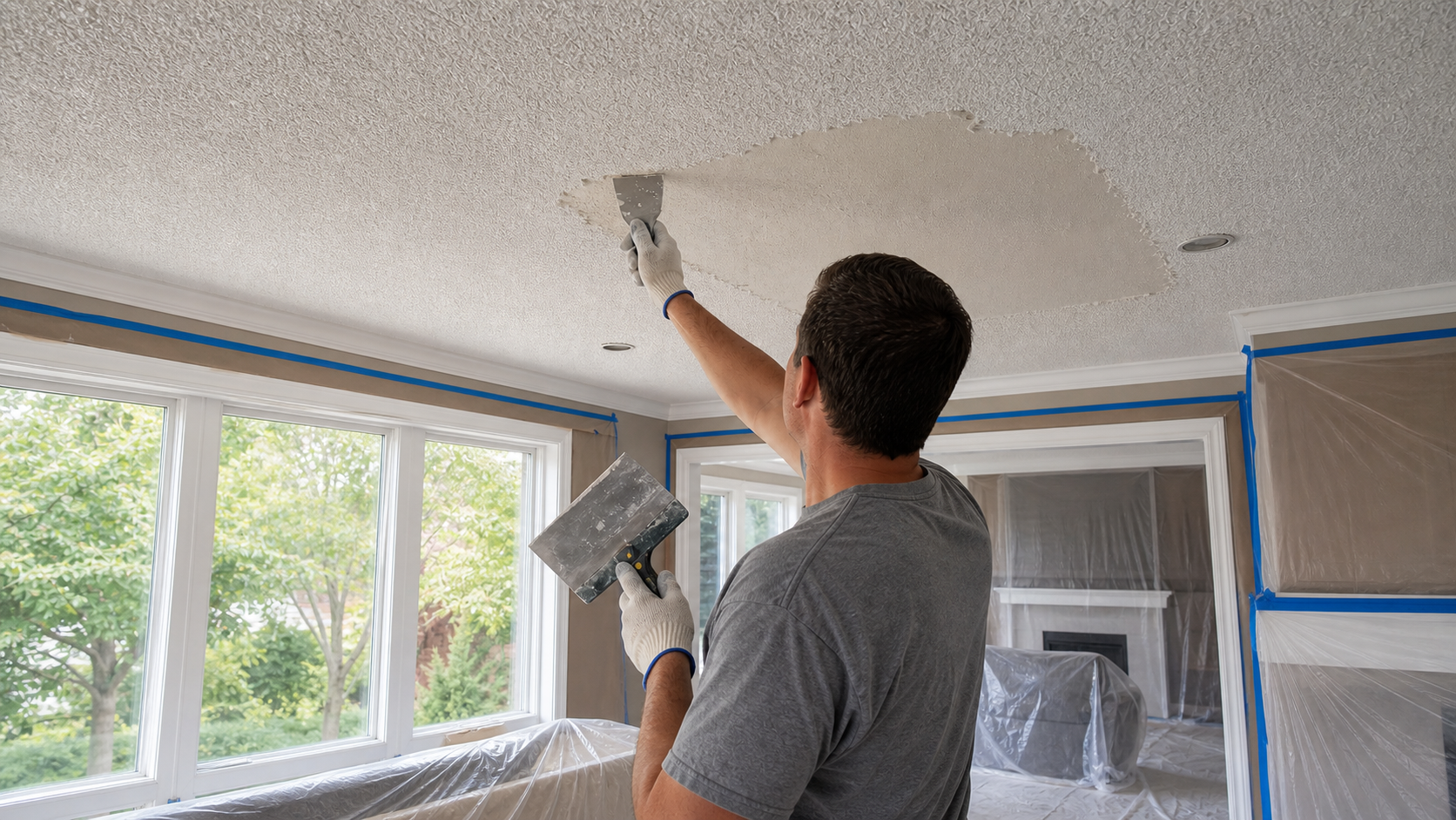 Painted vs Unpainted Popcorn Ceiling Removal in Oakville