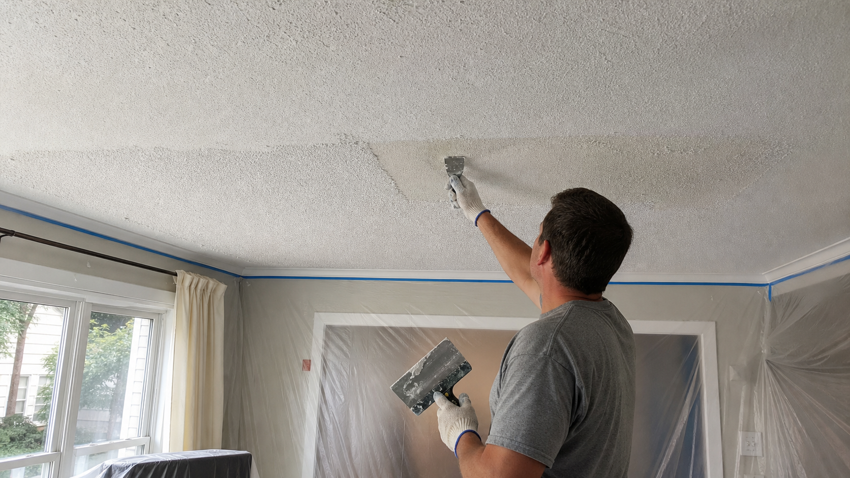 Painted vs Unpainted Popcorn Ceiling Removal in Mississauga