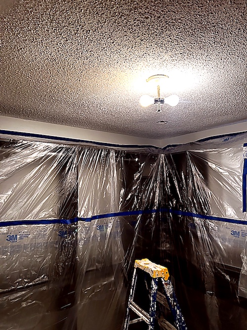 Completed room after taking off popcorn ceiling