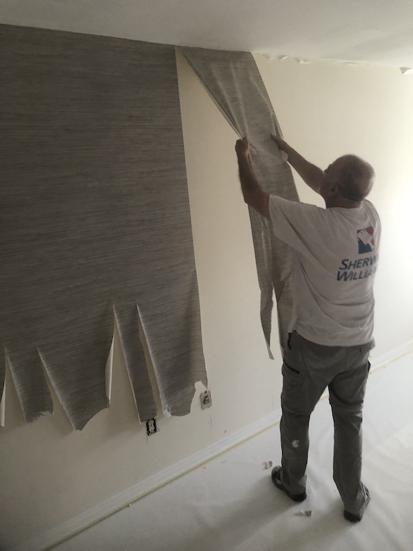 Wallpaper removal project 6 — adhesive wash and skim-coat